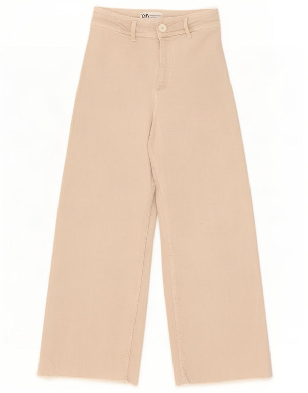 Zara Womens The Marine Straight Wide Leg Jeans EU 36 XS W26 L28 Beige