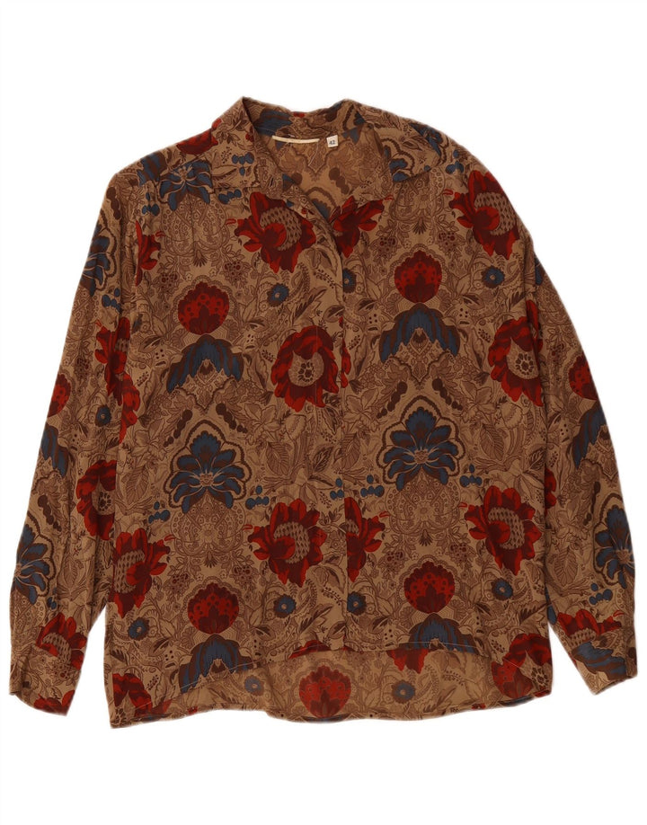 Vintage dameskjorte bluse IT 42 Medium Brown Floral