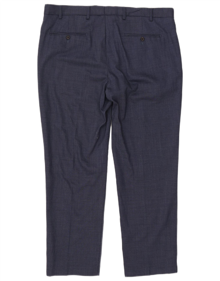 Marks & Spencer Herre Regular Fit Suit Bukser W38 L29 Blue Wool
