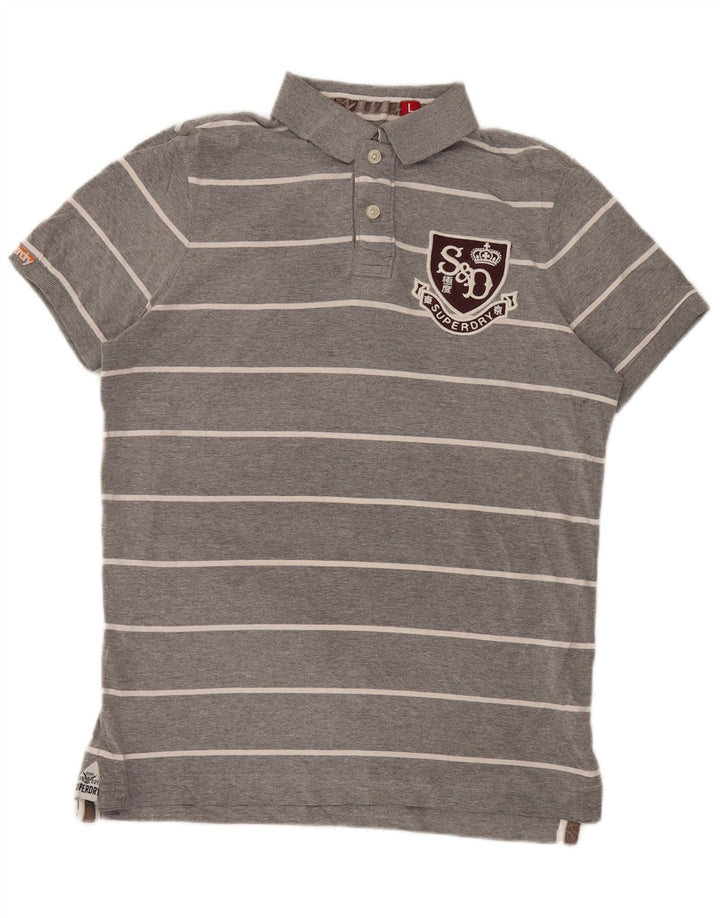 Superdry Grafisk Rugby Polo Shirt til mænd Stor, grå stribet polyester