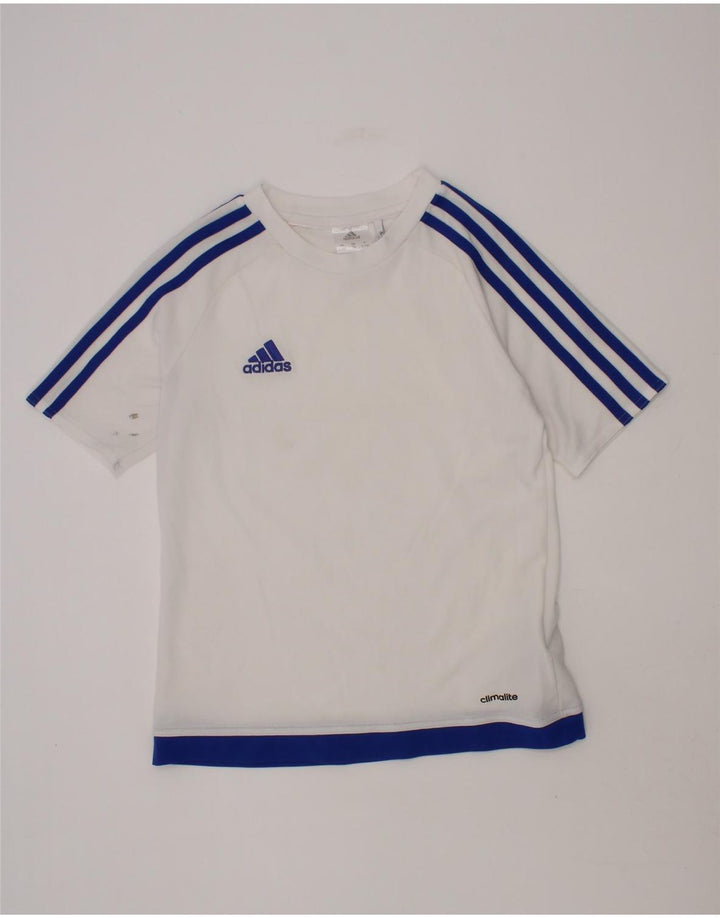 ADIDAS Boys Climalite T-Shirt Top 9-10 Years White Polyester Vintage Adidas and Second-Hand Adidas from Messina Hembry 