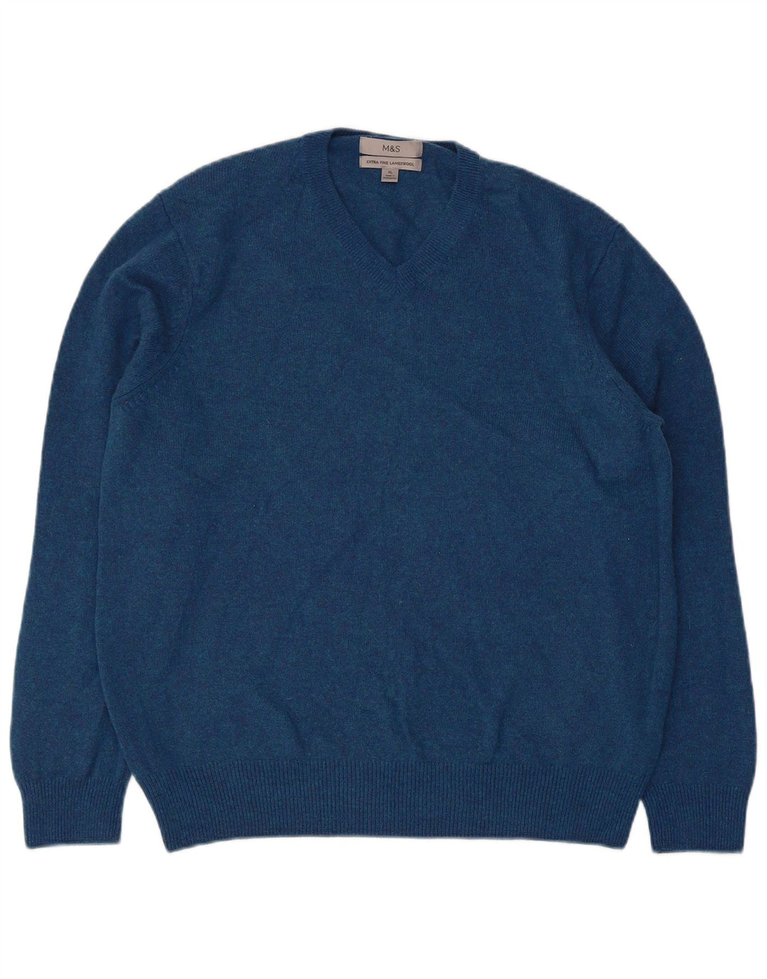 Marks & Spencer Dame V-hals sweater UK 18 XL Blå Uld