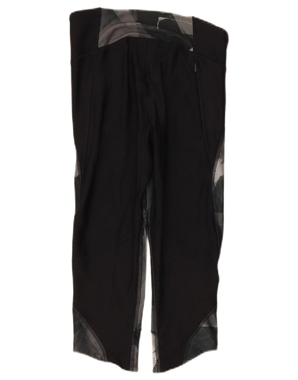 Under Armour Womens Heat Gear Capri Leggings UK 14 Medium Black Geometric
