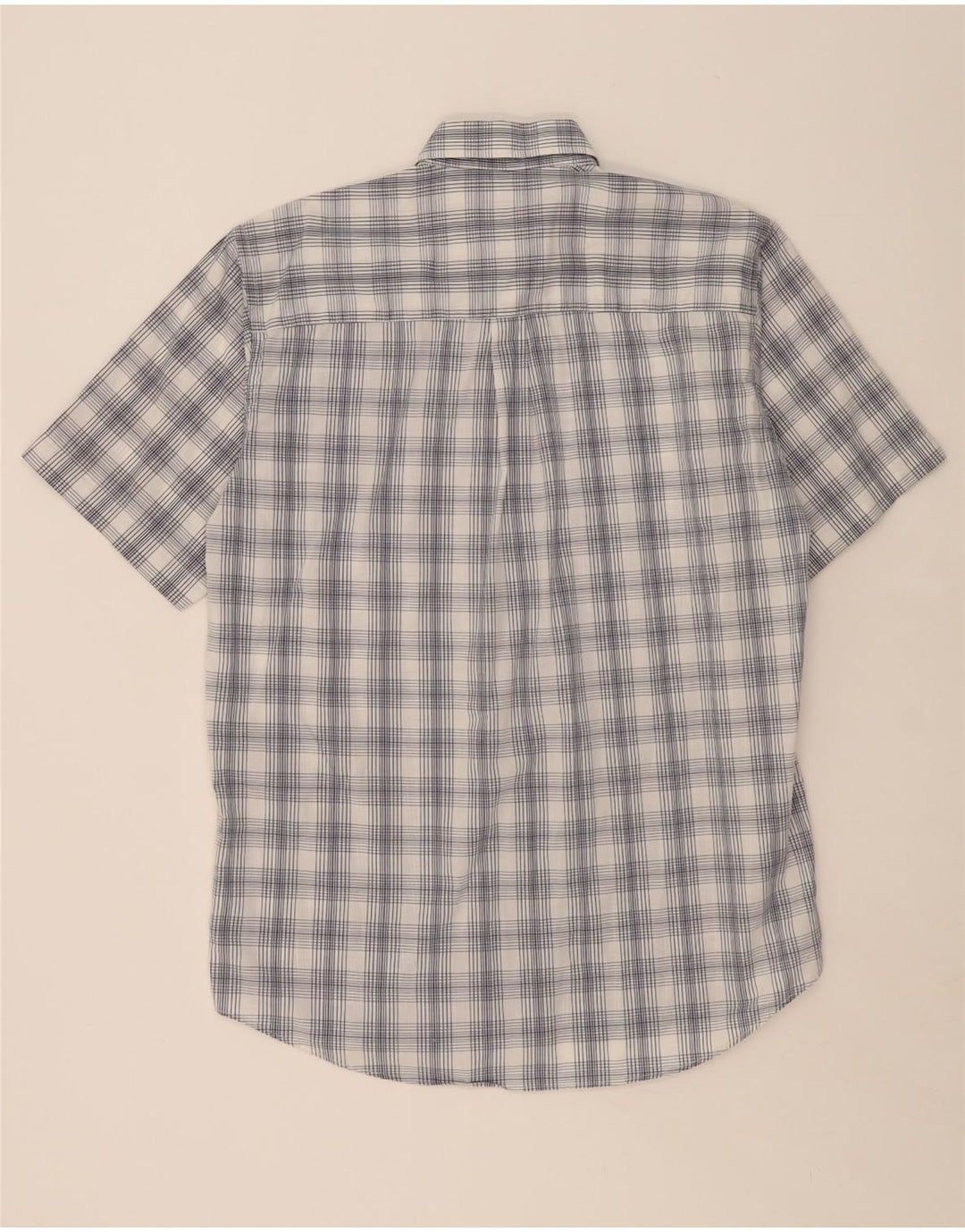 A.W.DUNMORE Mens Short Sleeve Shirt Size 39/40 Medium White Check Cotton