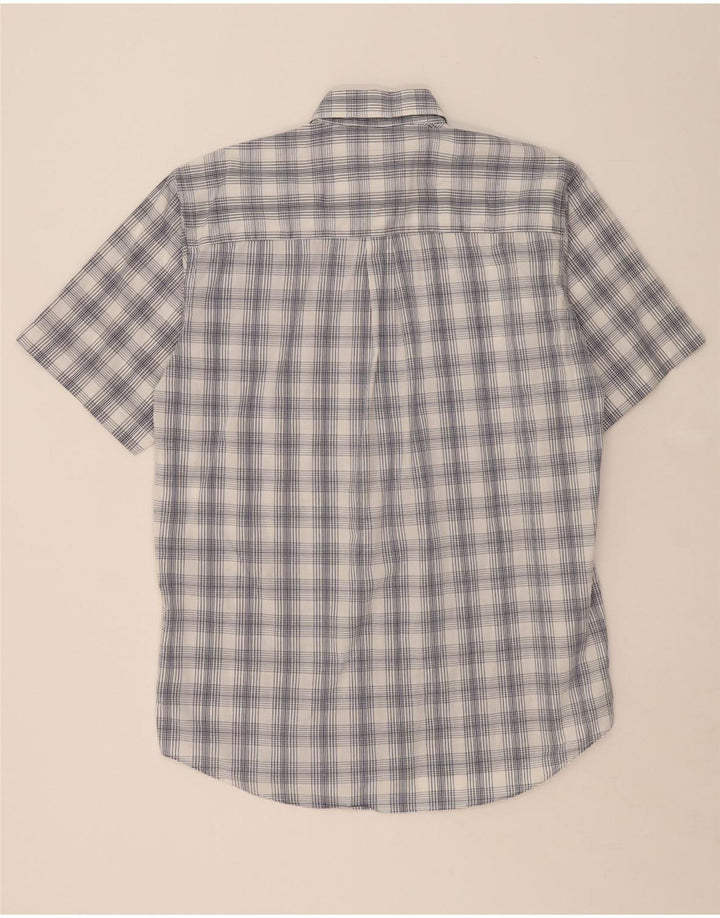 A.W.DUNMORE Mens Short Sleeve Shirt Size 39/40 Medium White Check Cotton
