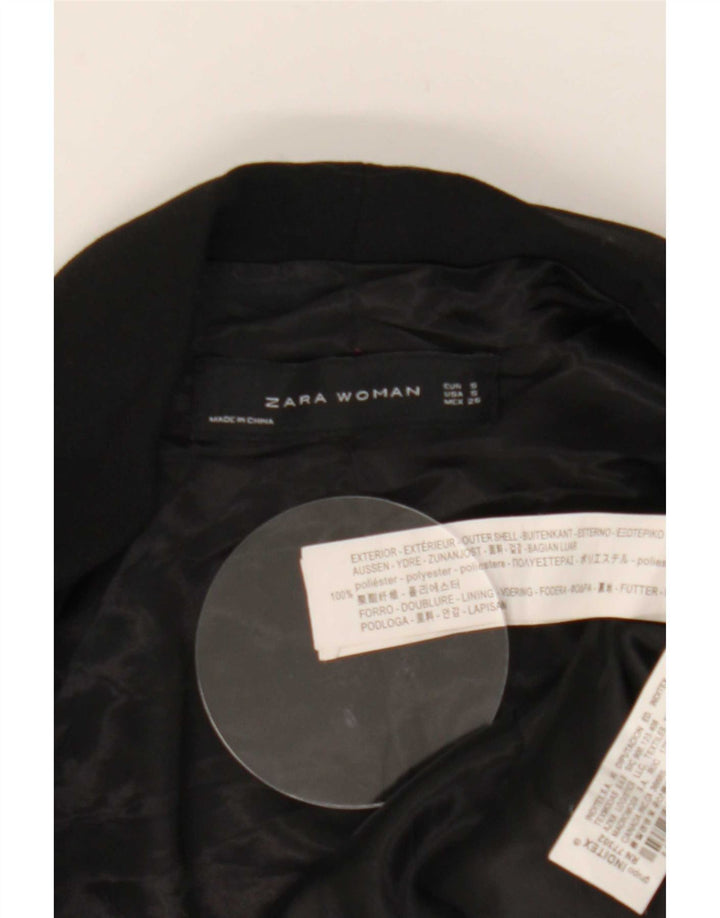Zara Dame 3/4 ærmet åben blazerjakke UK 10 Lille sort polyester