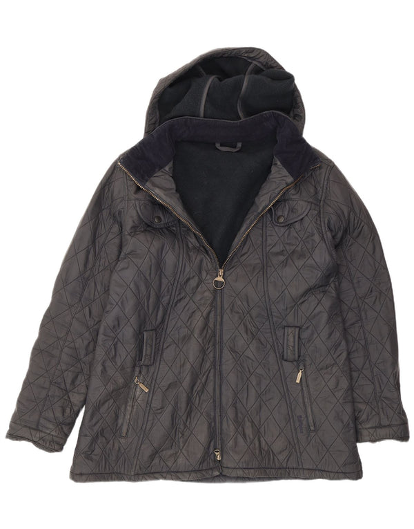Barbour Dame Hætte Quiltet Jakke UK 20 2XL Navy Blue