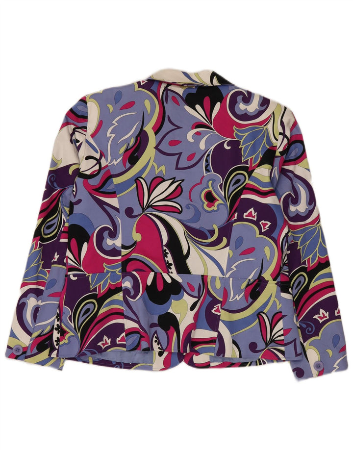 Nygard Dame 3 Button Blazer Jacket US 16 2XL Blue Floral Cotton