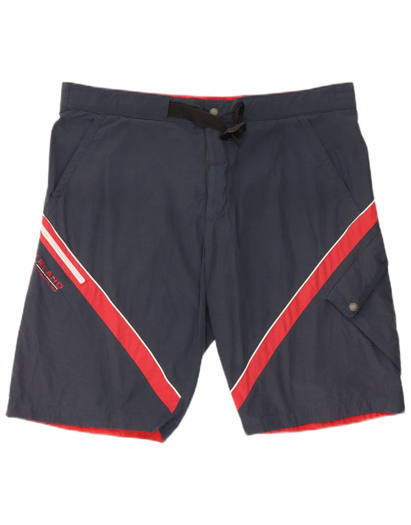 Timberland Herre Graphic Cargo Shorts XL W40 Navy Blue Colourblock Bomuld