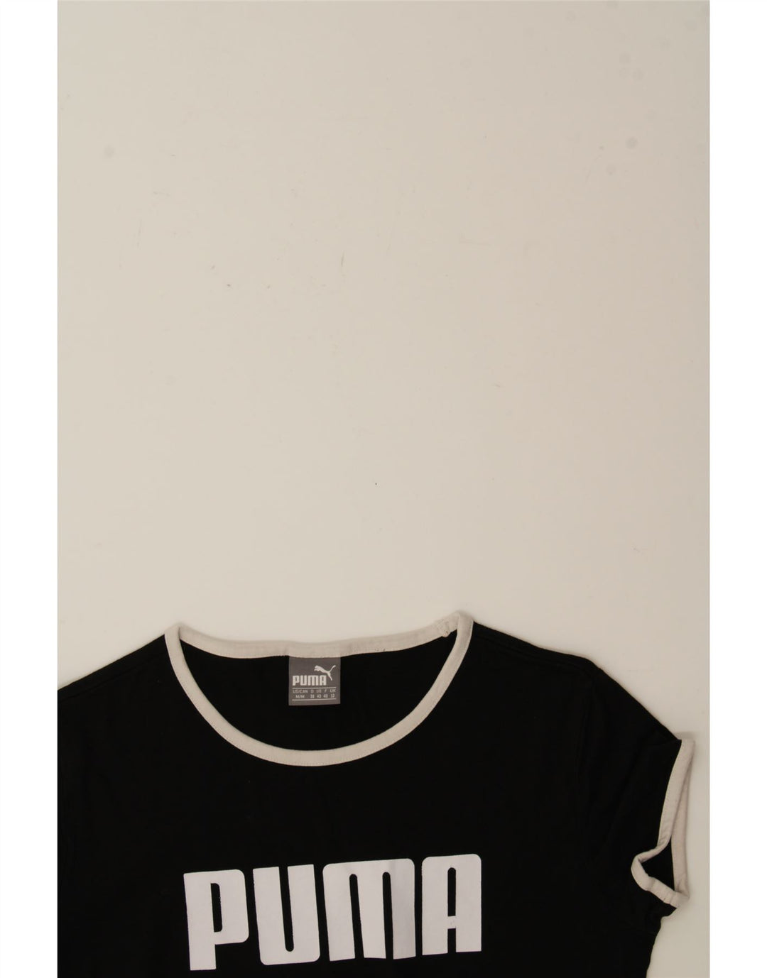 PUMA Womens Graphic T-Shirt Top UK 12 Medium Black Cotton Vintage Puma and Second-Hand Puma from Messina Hembry 