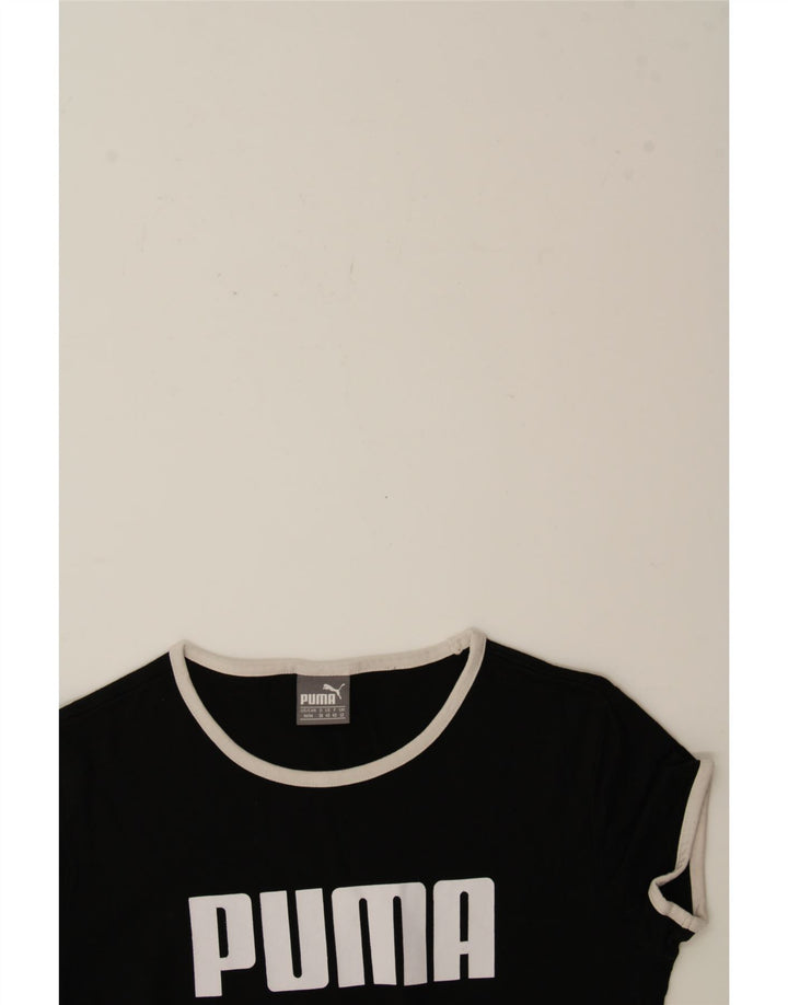 PUMA Womens Graphic T-Shirt Top UK 12 Medium Black Cotton Vintage Puma and Second-Hand Puma from Messina Hembry 