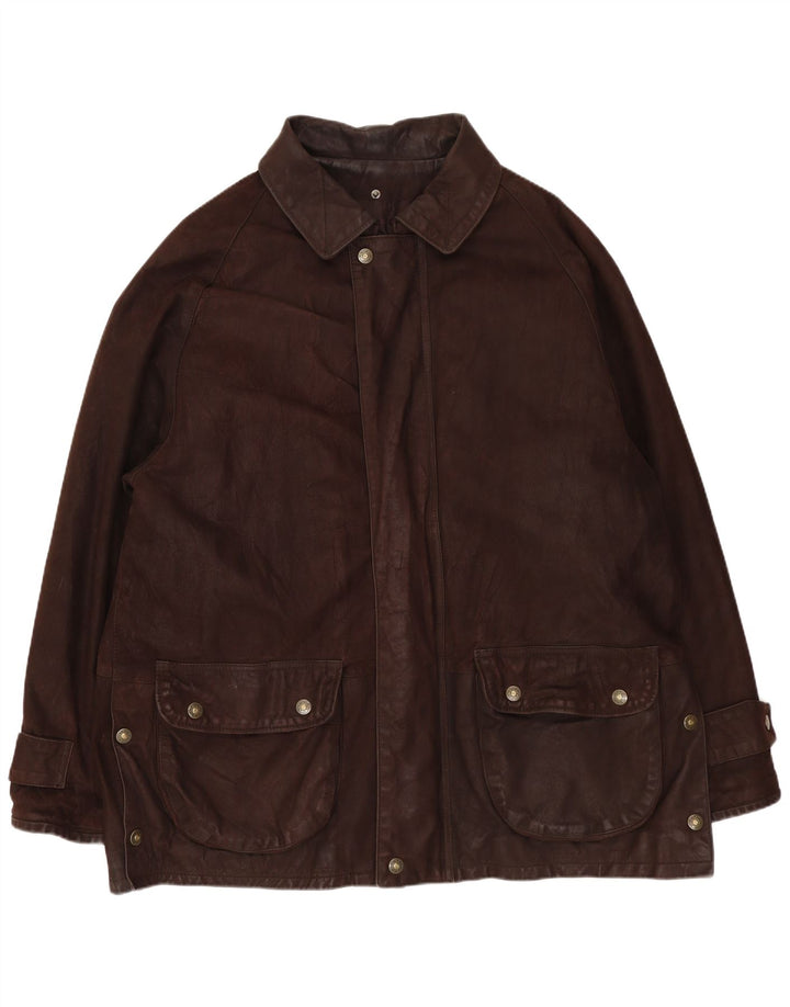 VINTAGE Læderjakke til mænd UK 42 XL Brunt læder