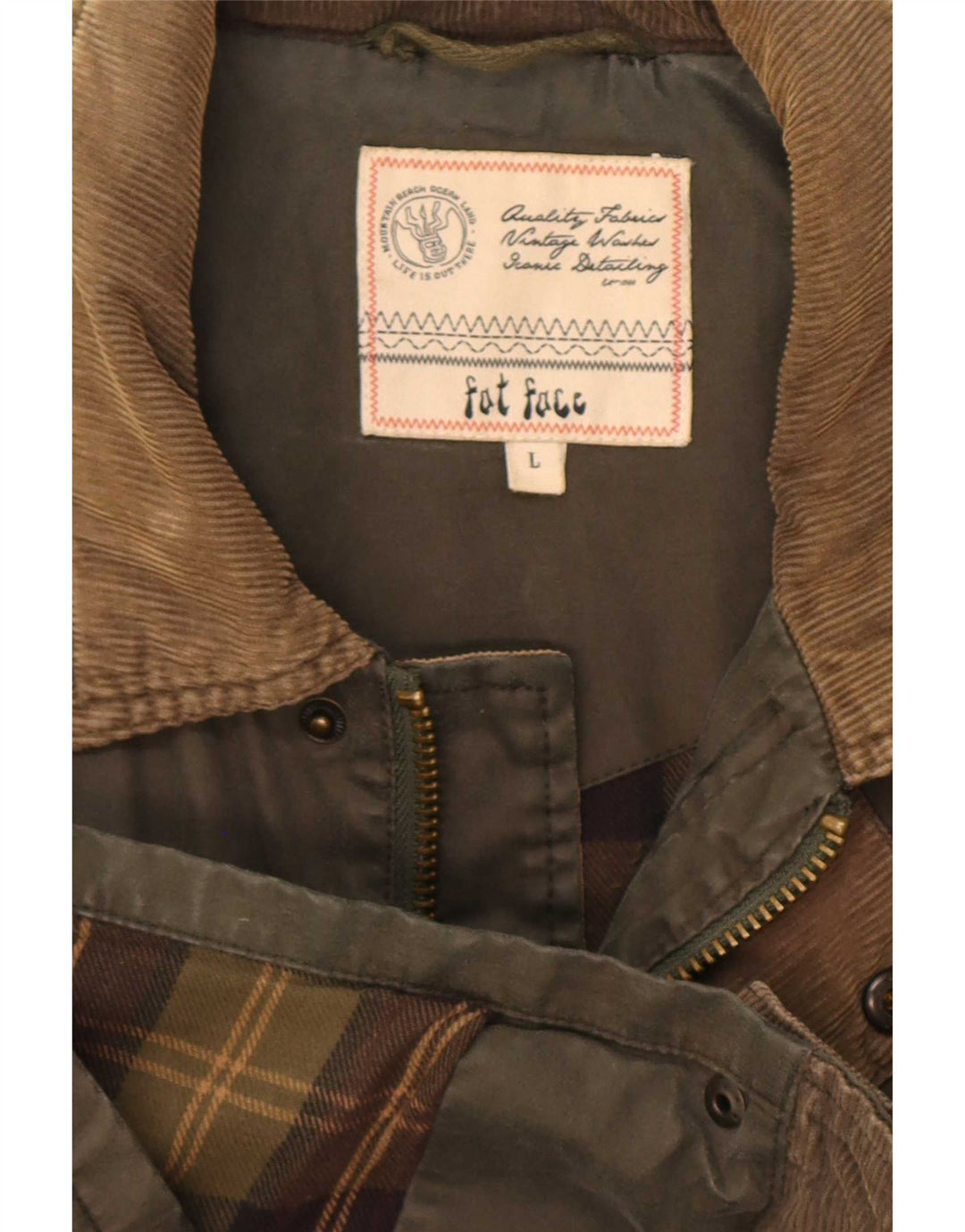 Fat Face Herre Utility Jacket UK 40 Large Khaki Cotton