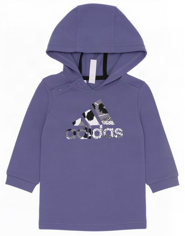 Adidas babypiger grafisk hættekjole 9-12 måneder lilla bomuld