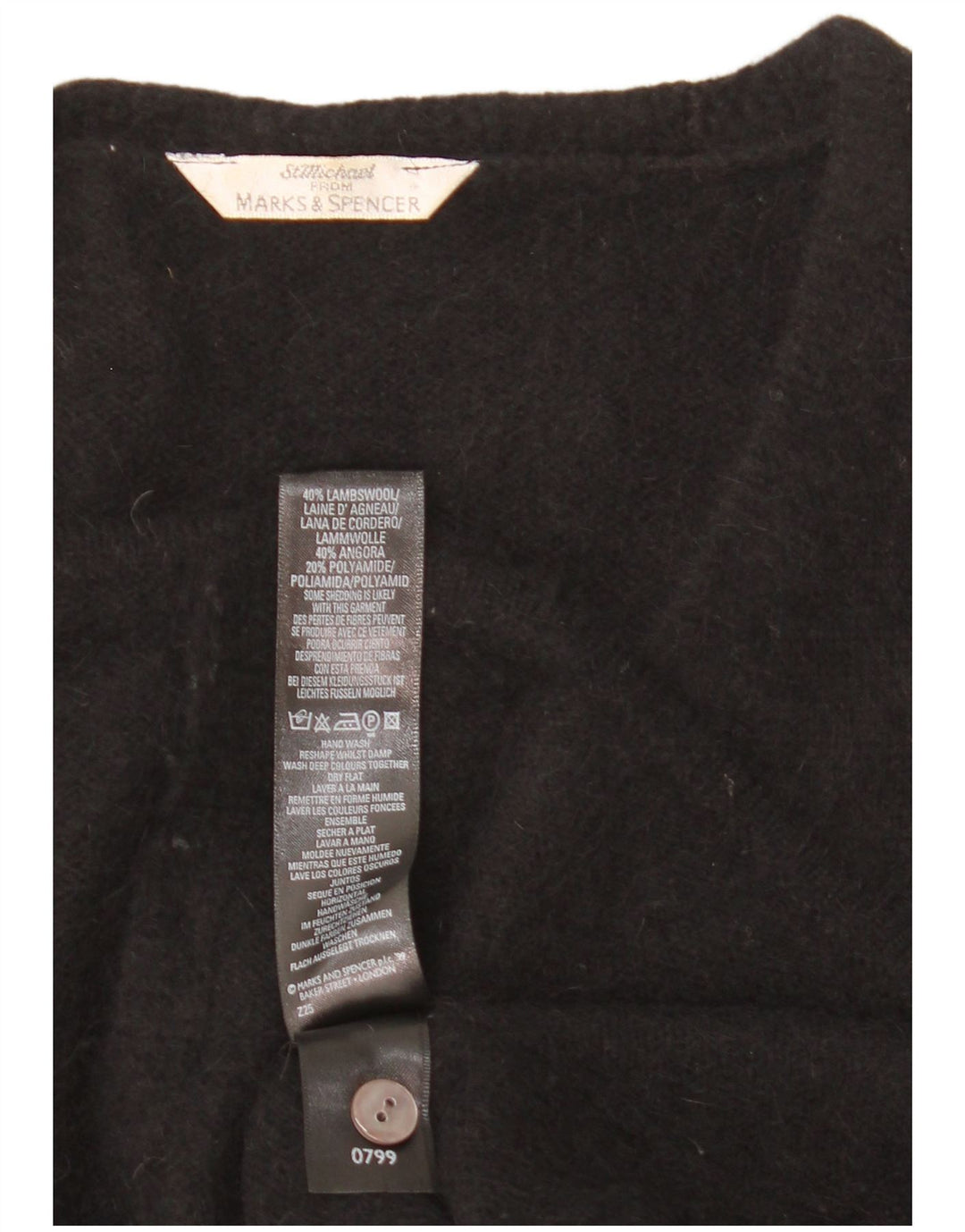 Marks & Spencer Dame Cardigan Sweater UK 16 Large Black Angora