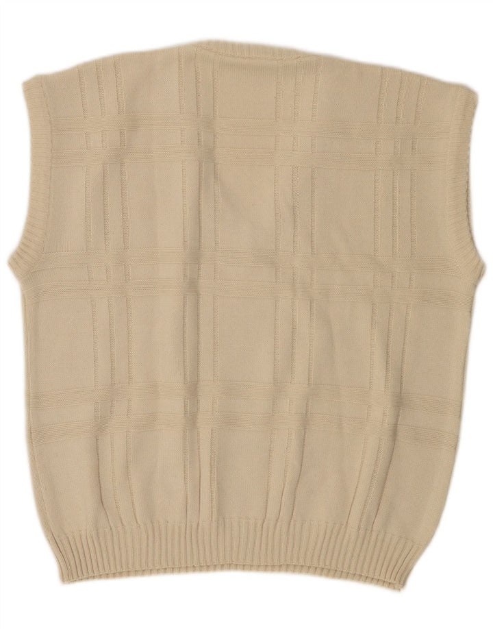 VINTAGE Herrevest Tank Top IT 52/54 Large Off White Polyacryl