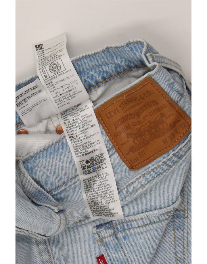 Levi's Womens 511 Distressed Slim Jeans W33 L32 Blue Patchwork Bomuld
