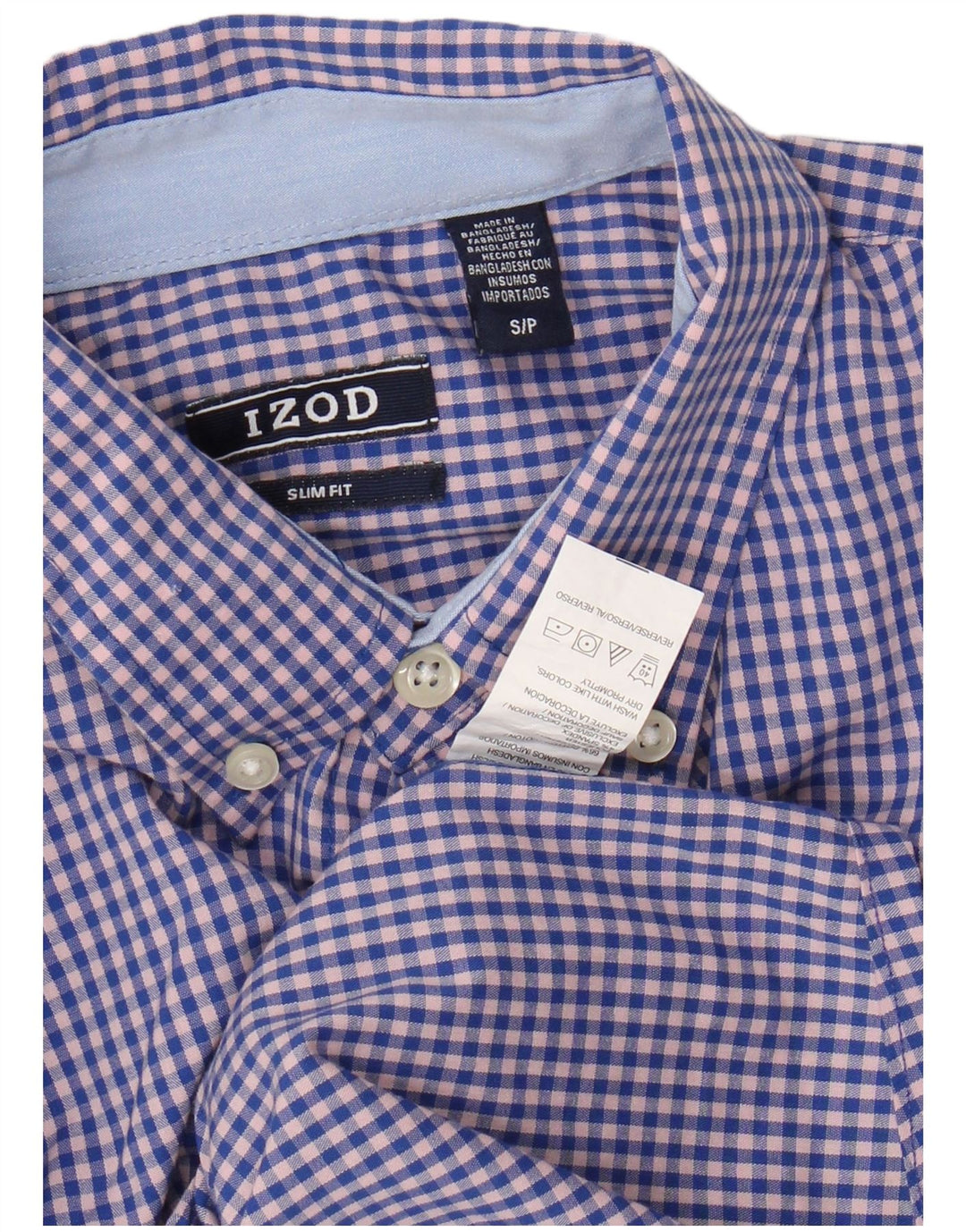 IZOD Slim Fit-skjorte til mænd, lille blå Gingham-bomuld