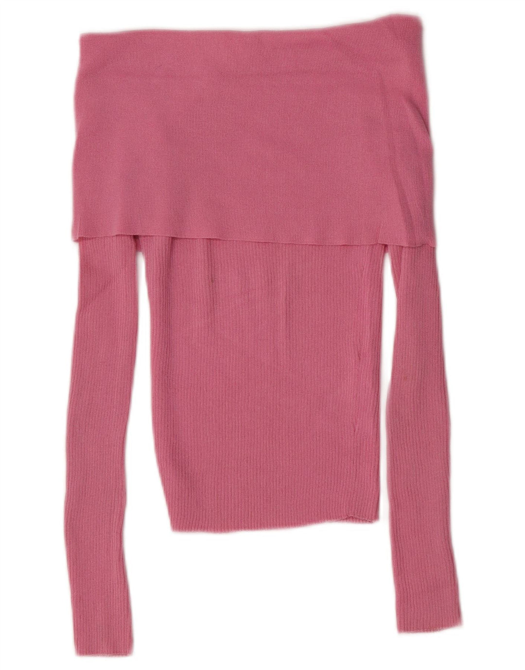 Zara langærmet afskårne skuldertop UK 12 Medium Pink Viscose