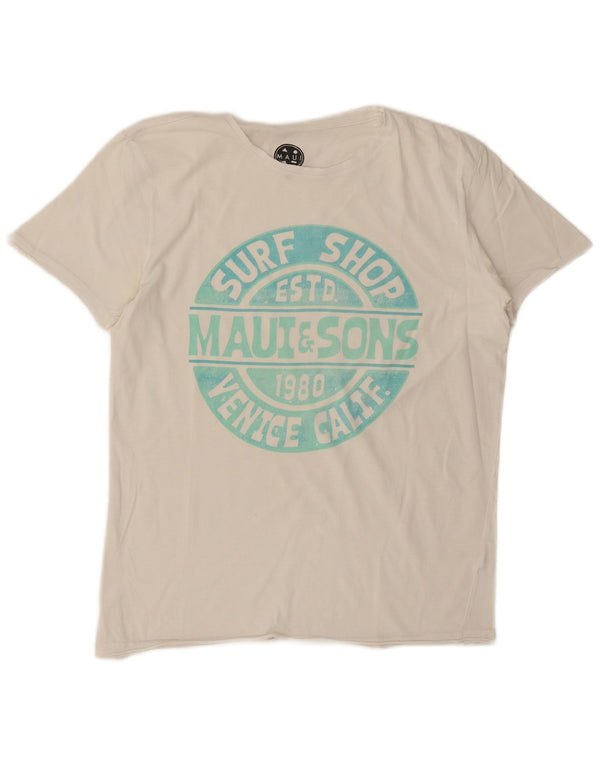 Maui and Sons Herre grafisk T-shirt Top Medium Hvid Bomuld