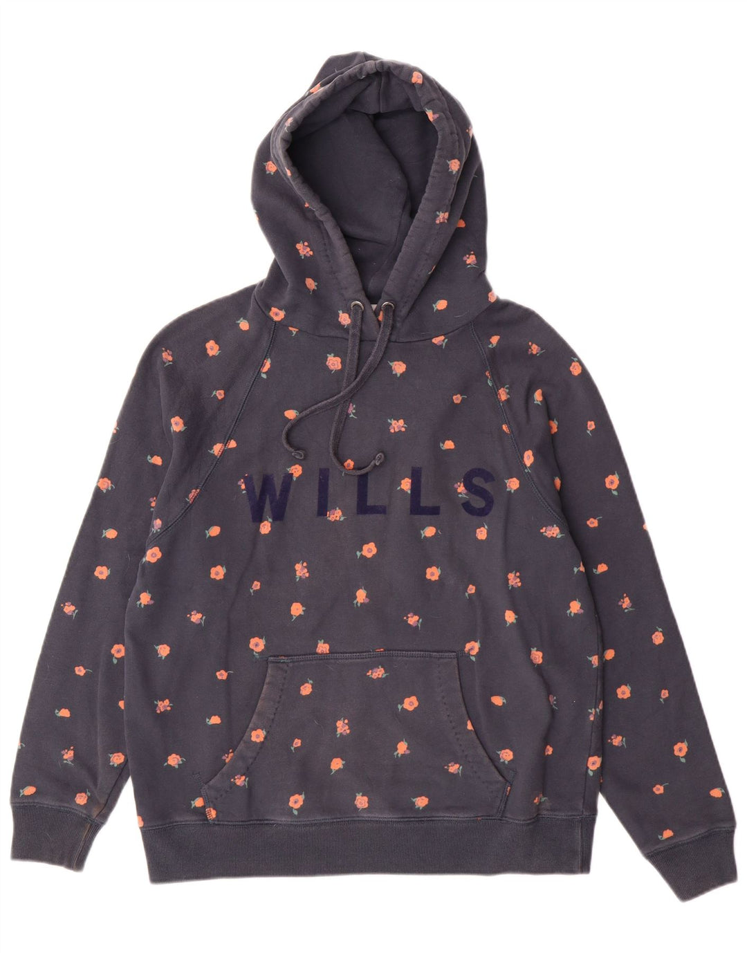 Jack Wills Grafisk hættetrøje til kvinder UK 12 Mellem marineblå bomuld