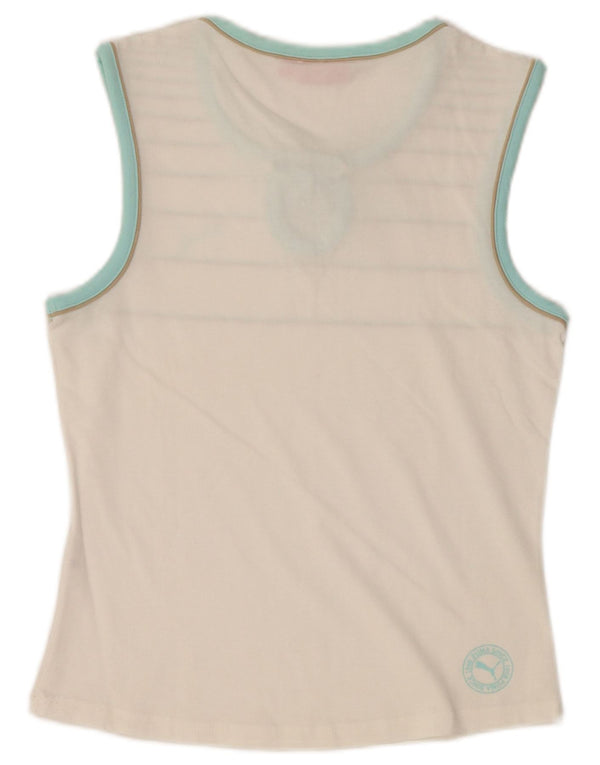 PUMA Grafisk Vest Top UK 12 Medium Hvid Stribet