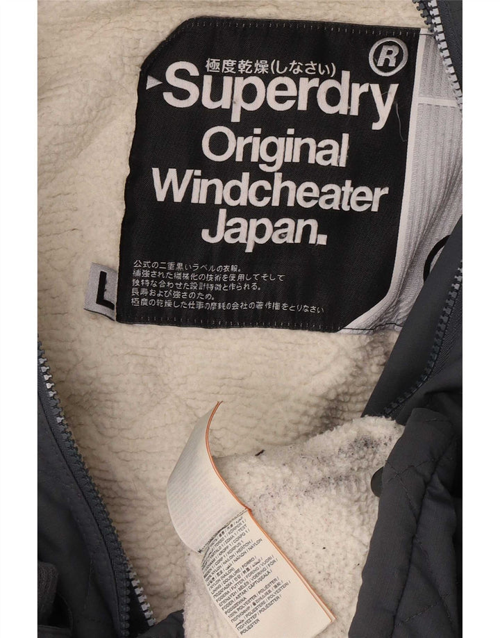 Superdry vindjakke til kvinder med hætte vindjakke UK 40, stor grå