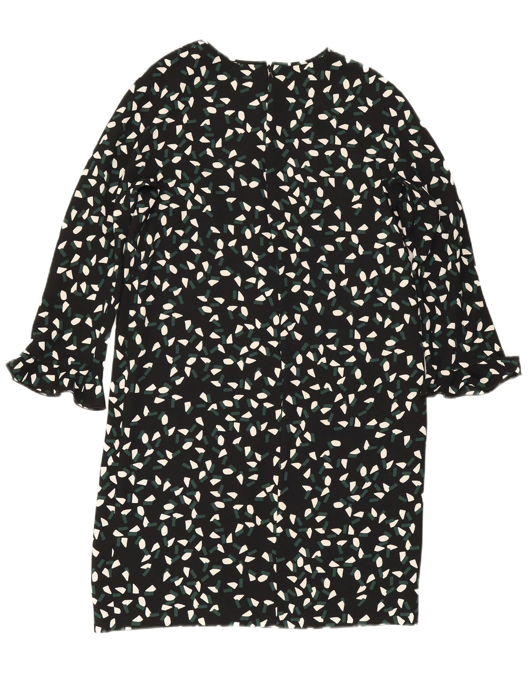 Max Mara Dame 3/4 ærme Skift Kjole UK 8 Lille sort geometrisk polyester