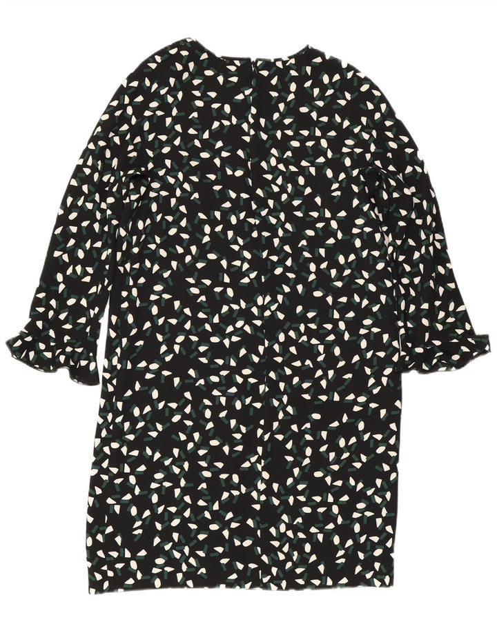 Max Mara Dame 3/4 ærme Skift Kjole UK 8 Lille sort geometrisk polyester