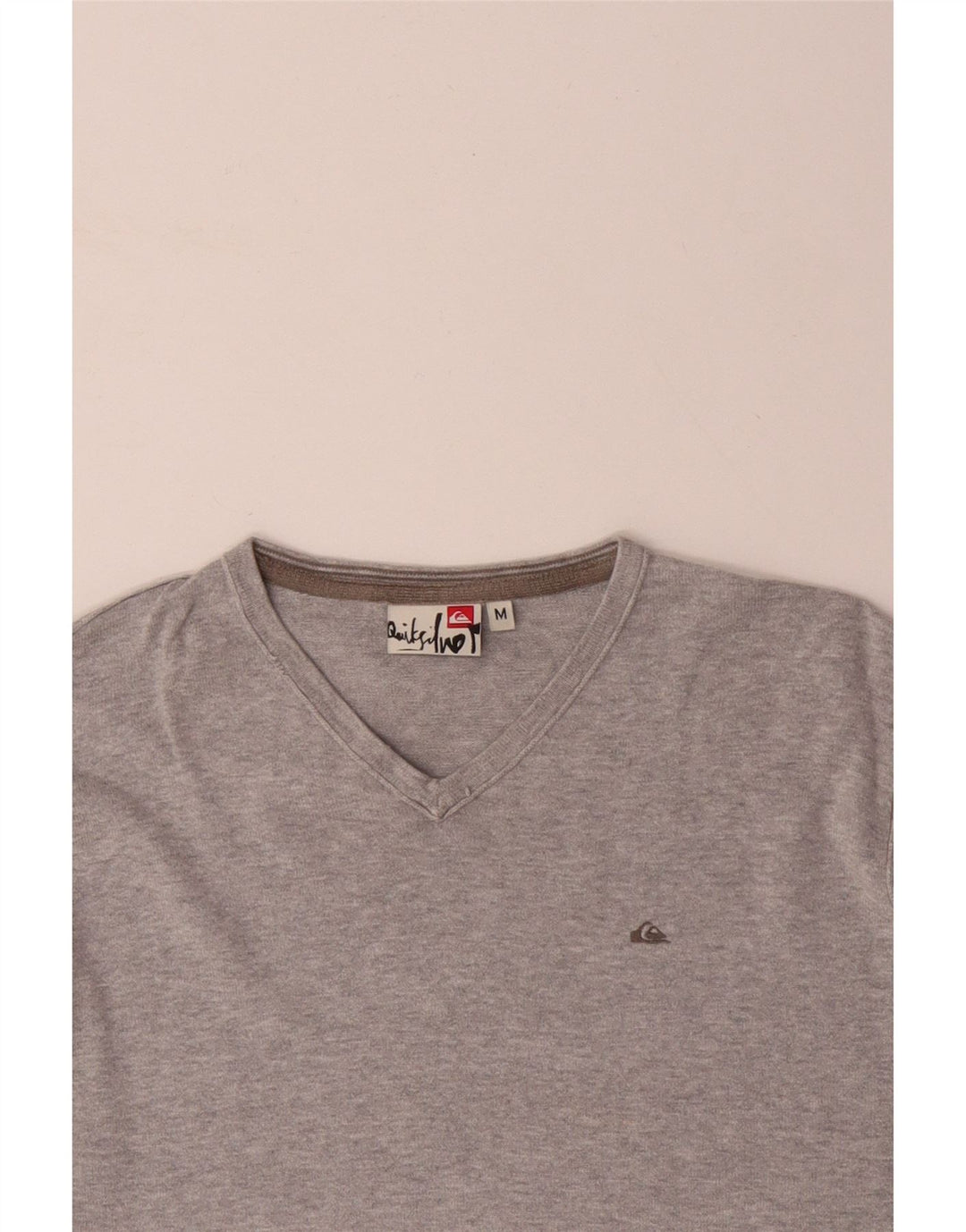 QUIKSILVER Dame V-hals sweater UK 14 Medium Grey Bomuld