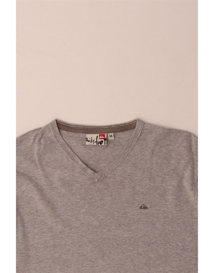 QUIKSILVER Dame V-hals sweater UK 14 Medium Grey Bomuld