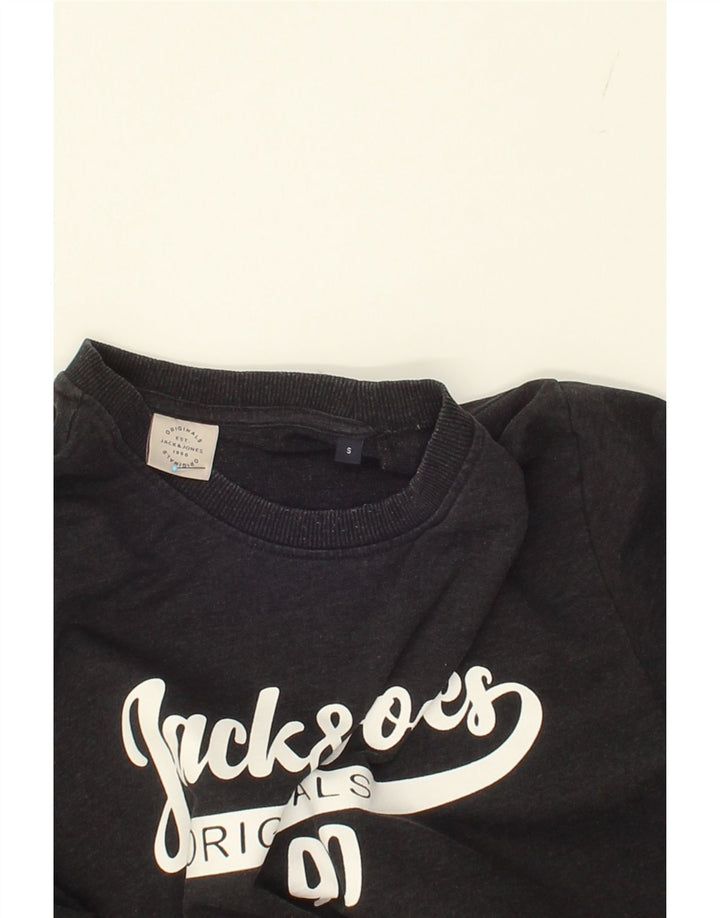 JACK & JONES Mens Graphic Sweatshirt Jumper Small Grey Cotton Vintage Jack & Jones and Second-Hand Jack & Jones from Messina Hembry 