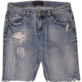 Zara Womens Distressed Denim Shorts EU 38 Small W28 Blue