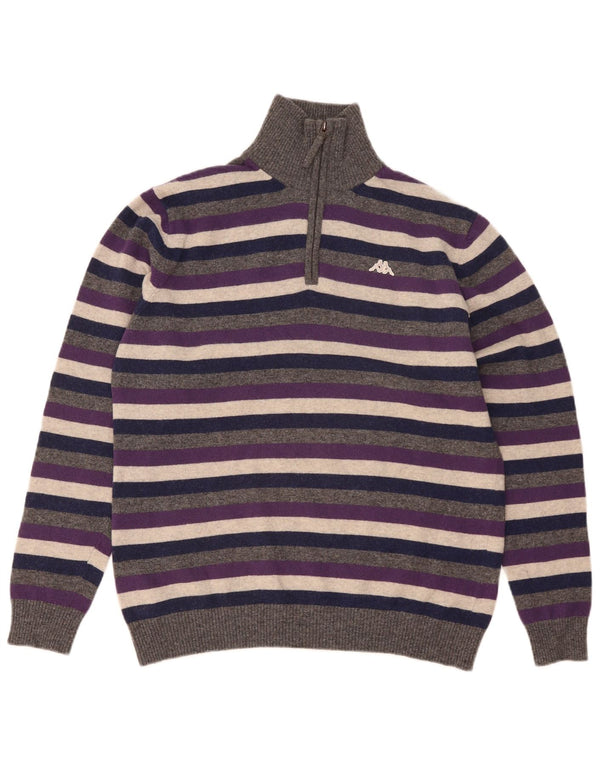 Kappa Herre Zip Neck Jumper Sweater XL Flerfarvet stribet uld