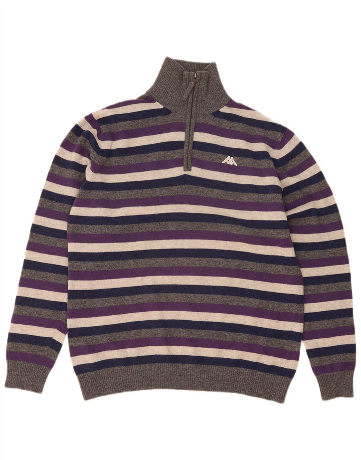 Kappa Herre Zip Neck Jumper Sweater XL Flerfarvet stribet uld