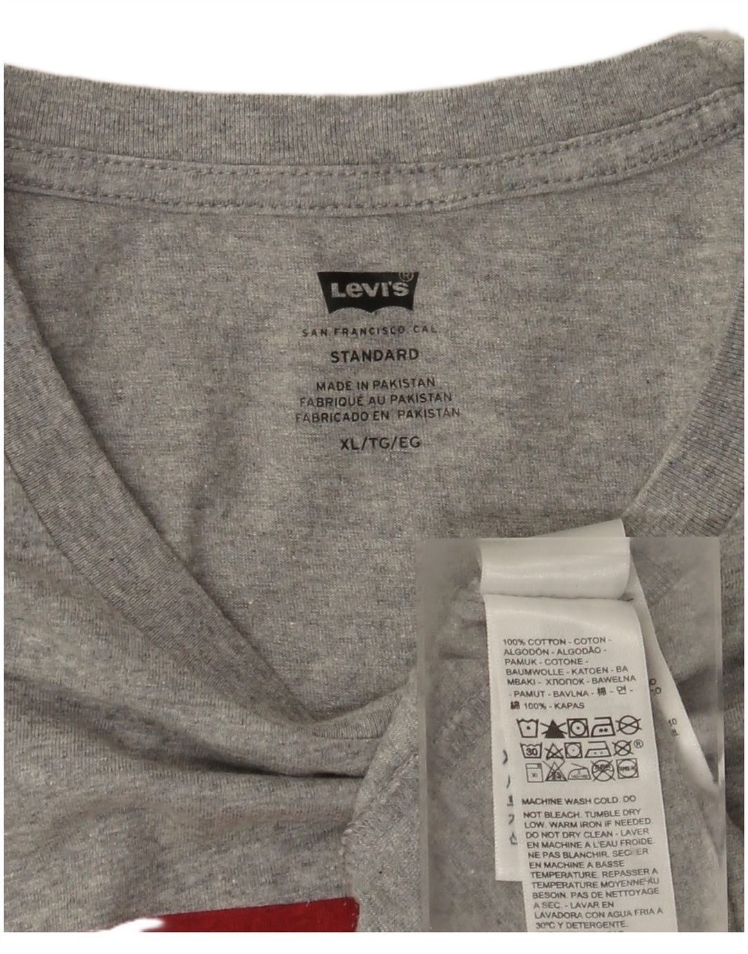 Levi's Herre Standard Grafisk T-Shirt Top XL Grå Bomuld
