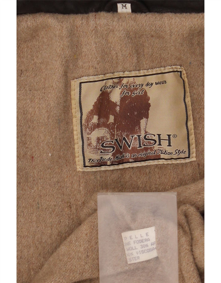 Swish Dame Oversized Læderjakke UK 14 Medium Brun Læder