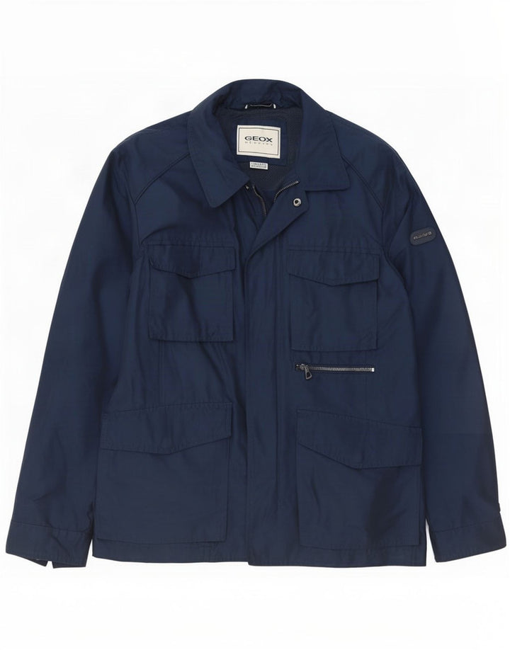 Geox Herre Respira Utility Jacket UK 40 Large Navy Blue Polyester