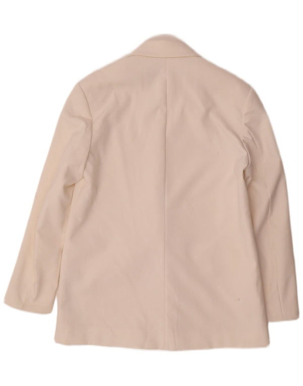 Zara Womens Oversized Double Breasted Blazer Jacket UK 6 XS White Polyester