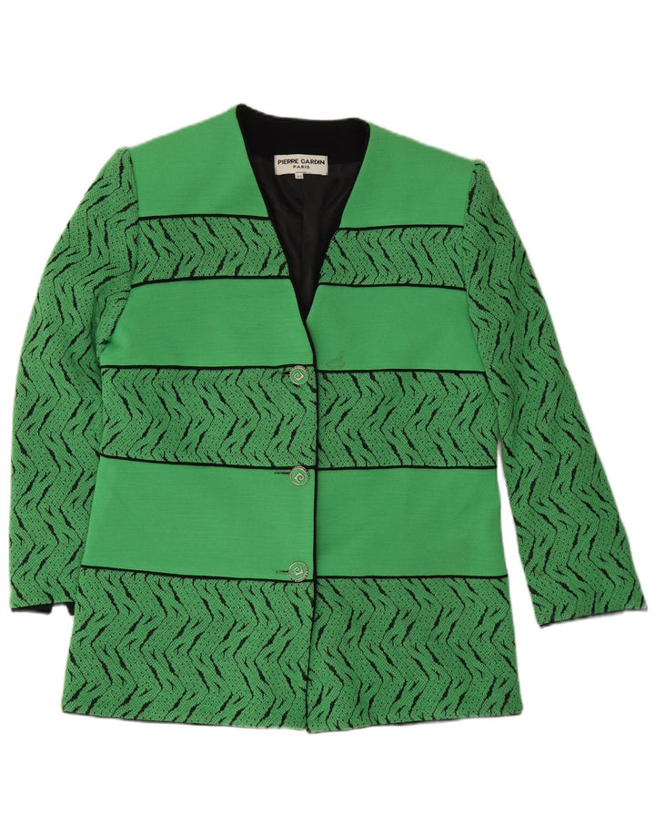 Pierre Cardin Dame 3-knaps blazerjakke EU 44 XL Grøn geometrisk uld