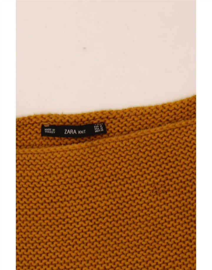 Zara Dame Oversized Boat Neck Jumper Sweater UK 14 Medium Yellow