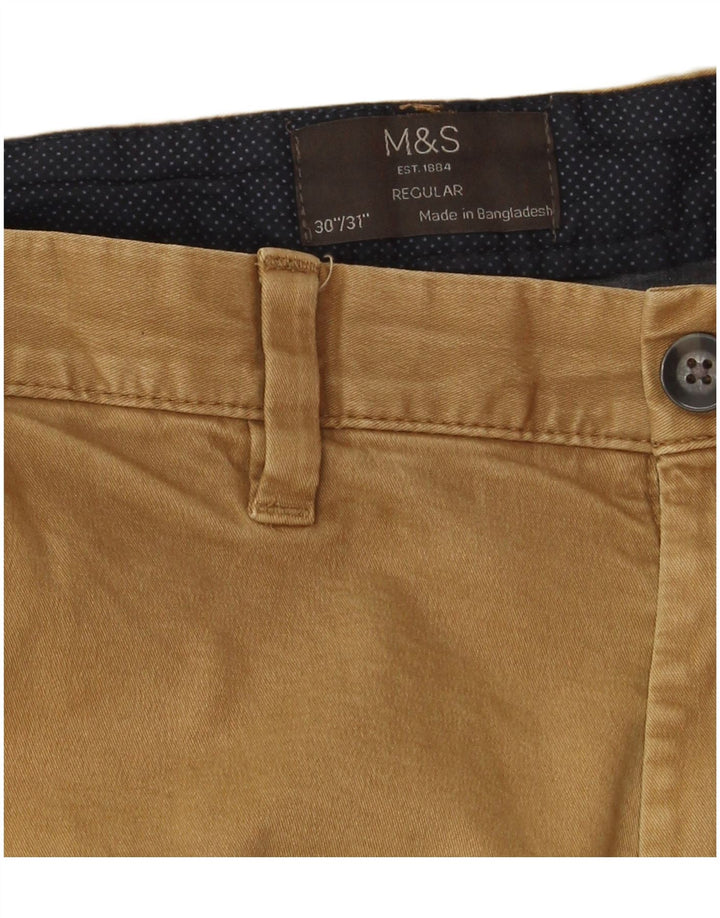 Marks & Spencer Herre Lige Regular Chino Bukser W30 L31 Beige