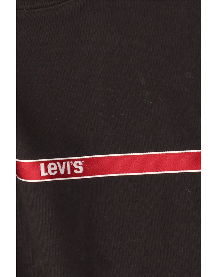 LEVI'S Womens Oversized Crop Sweatshirt Jumper UK 6 XS Sort Stribet