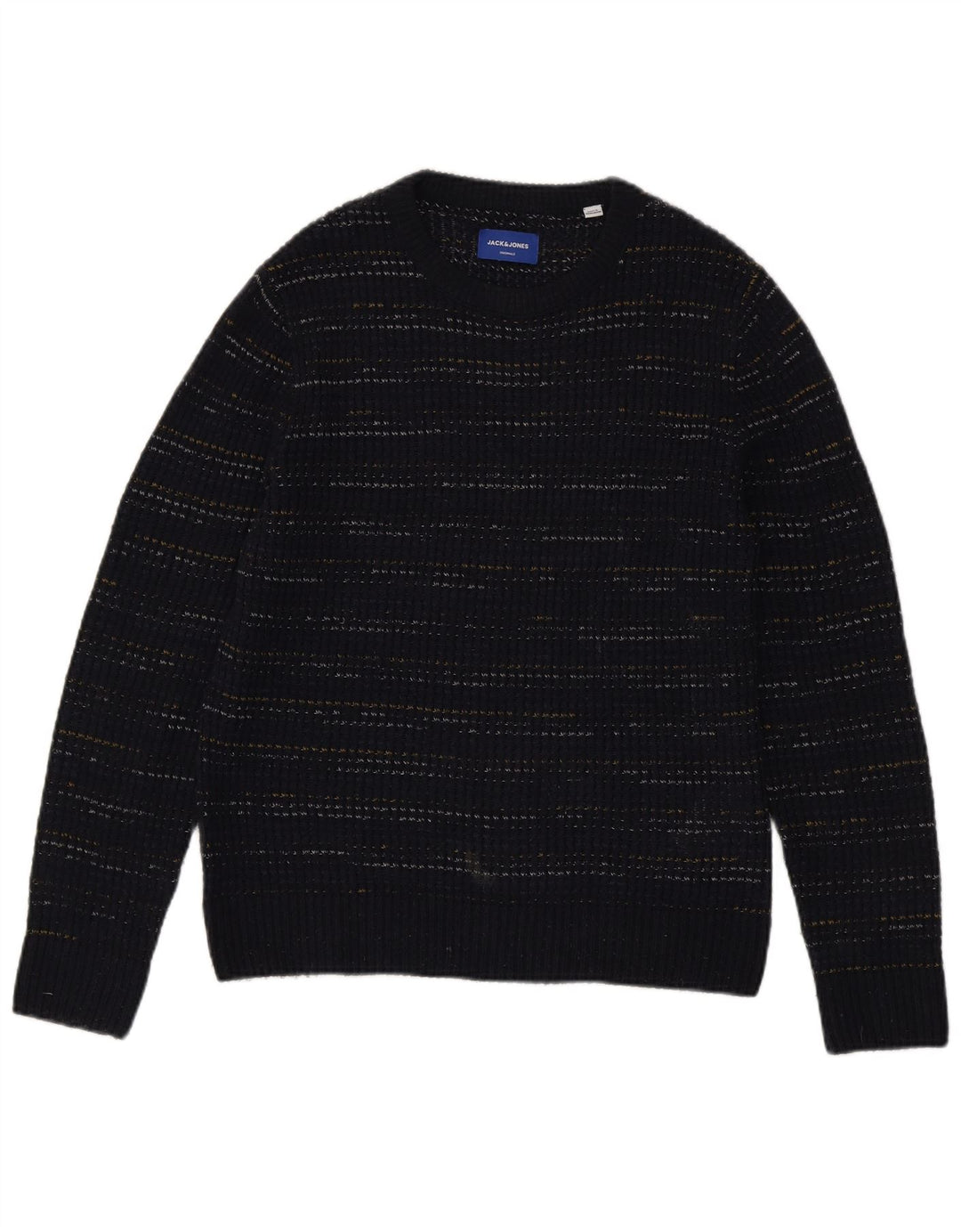 Jack & Jones Herre Boat Neck Jumper Sweater Medium Navy Blue Pinstripe