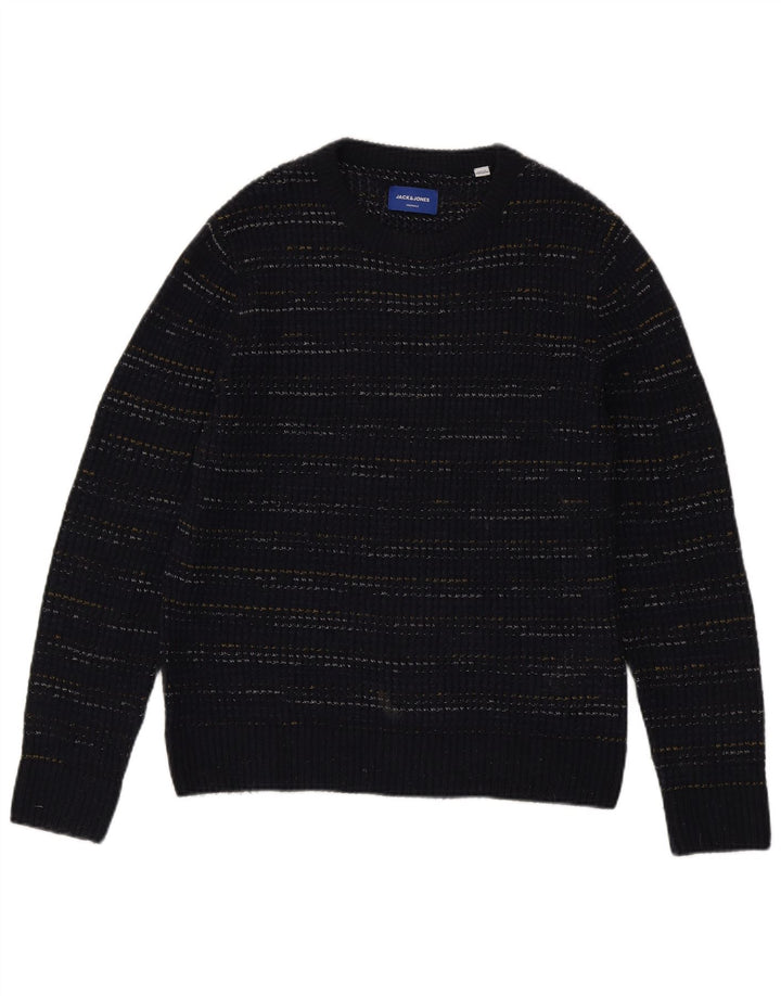 Jack & Jones Herre Boat Neck Jumper Sweater Medium Navy Blue Pinstripe