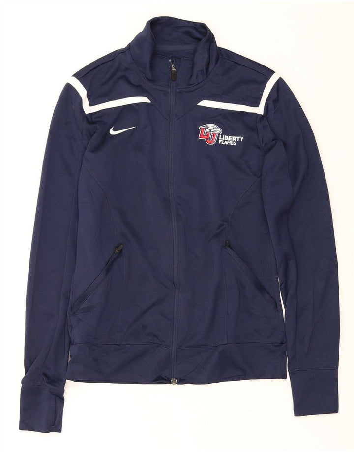 NIKE Mens Liberty Flames Tracksuit Top Jacket Small Navy Blue Polyester Vintage Nike and Second-Hand Nike from Messina Hembry 