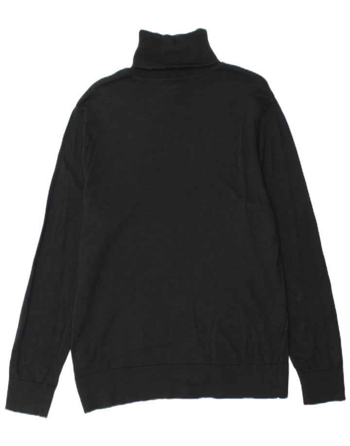 Chaps Dame Roll Neck Jumper Sweater UK 16 Large Black Bomuld
