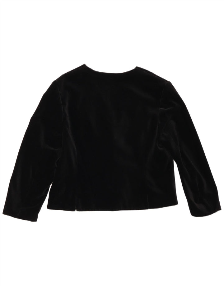 Vintage Dame Velvet 6 Button Blazer Jacket UK 14 Medium Black Bomuld