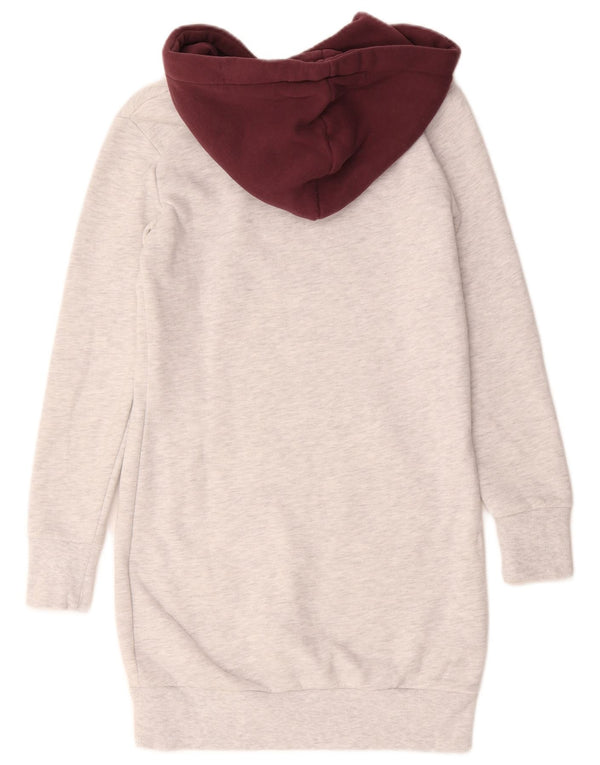 Superdry Womens Graphic Hoodie Dress UK 8 Small Grey Flecked Cotton