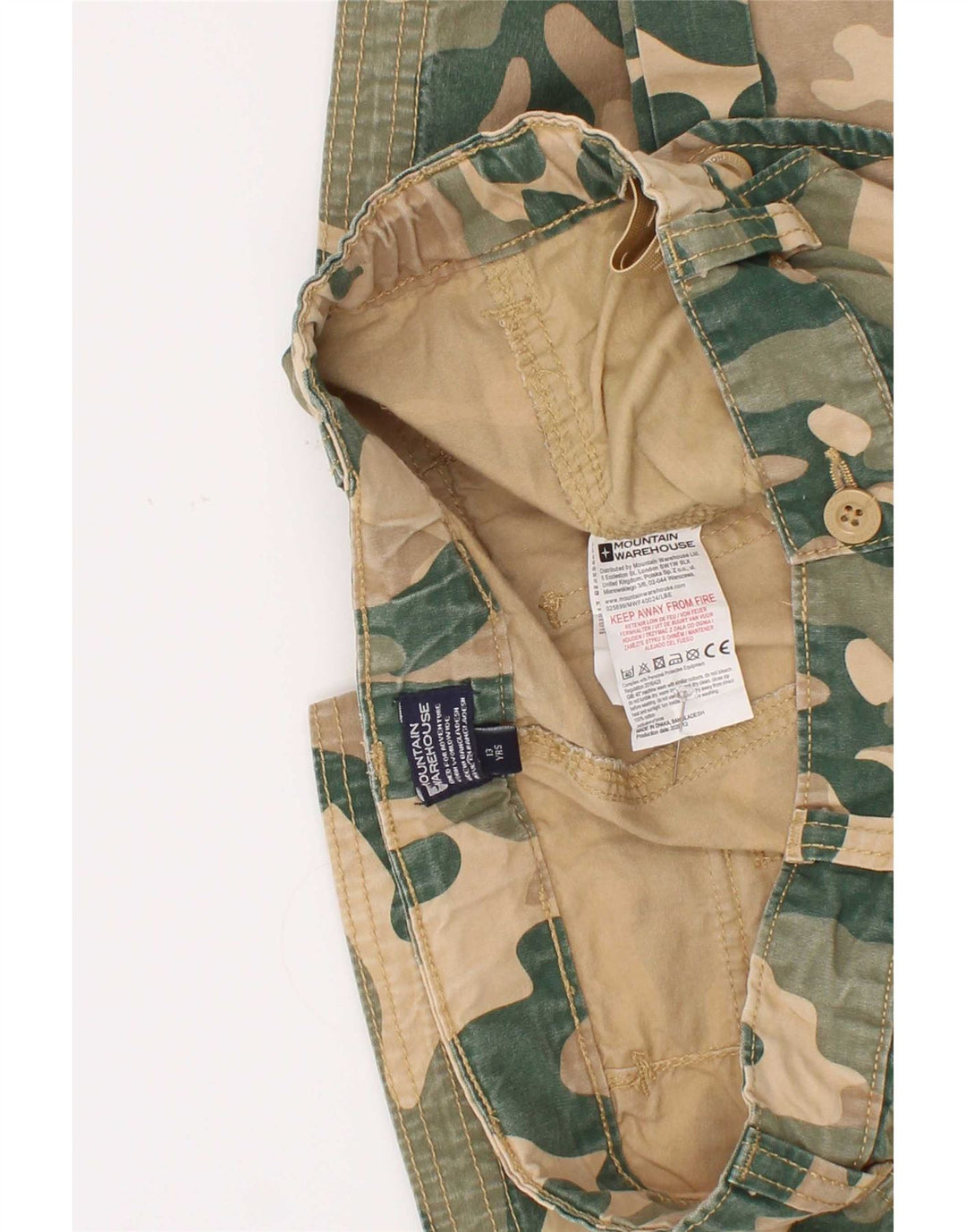 Mountain Warehouse Boys Cargo Shorts 12-13 år W30 Grøn Camouflage